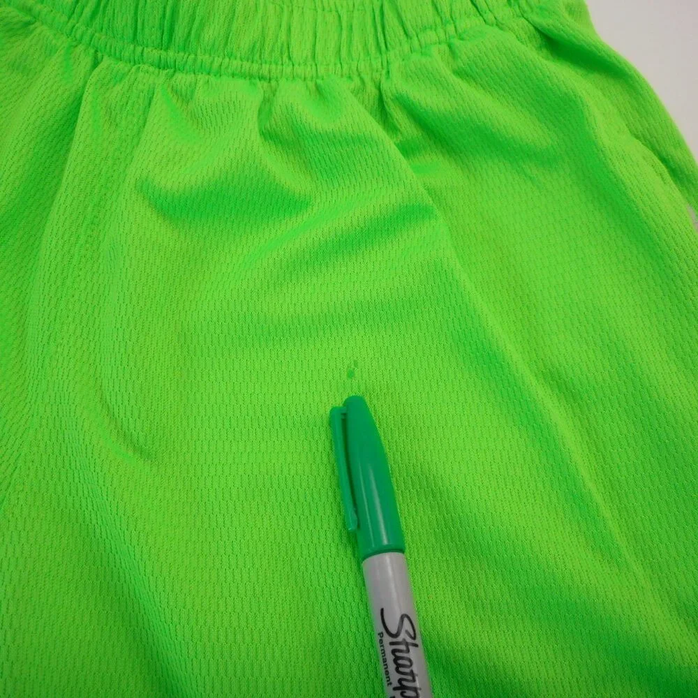 Nike Youth Size L Basketball Shorts Lime Green Mesh Pockets Athletic